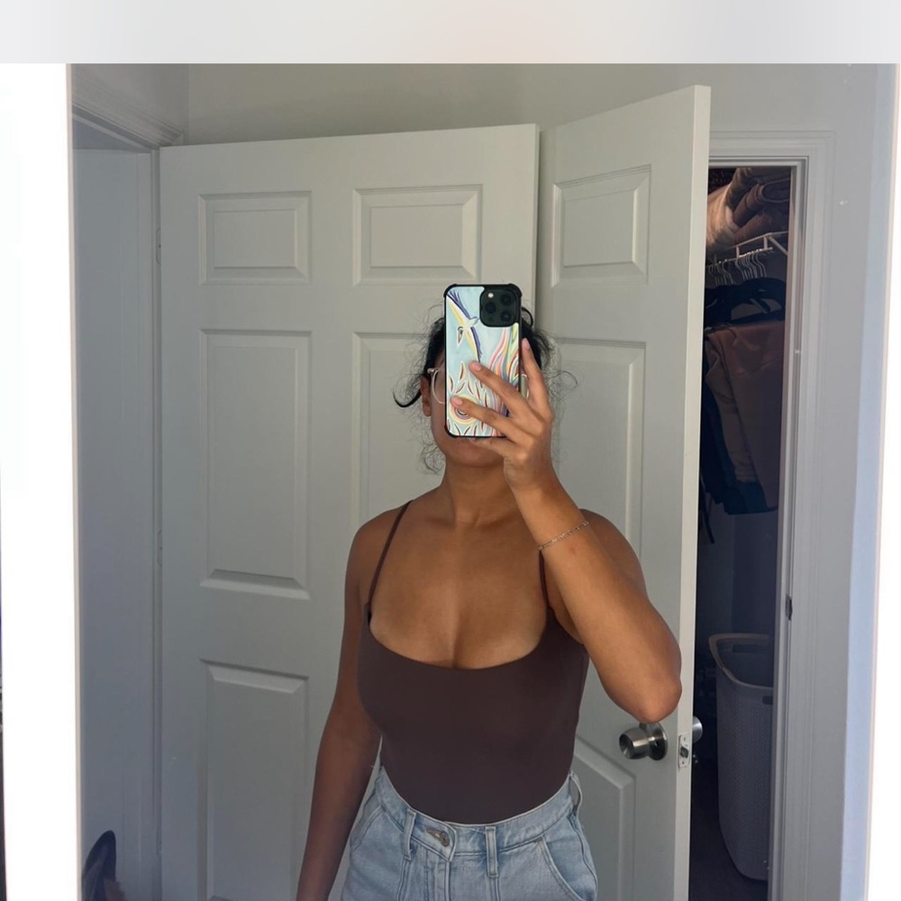 Brown Sleeveless Fitted Bodysuit
